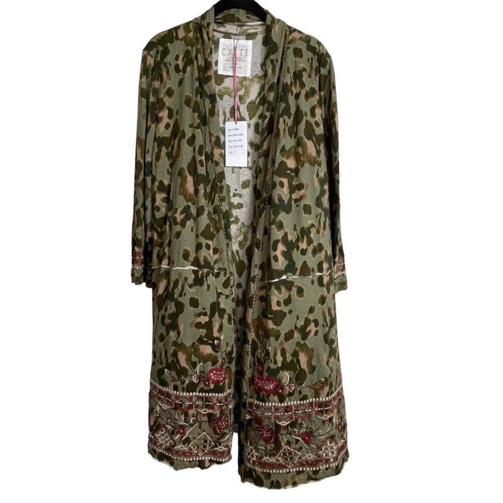 NWT Caite Delilah Duster Jacket Jungle Tie Dye Festival Boho Size S Embroidered